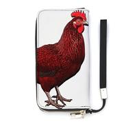 DWTJKMS Red Chicken Long Wallet Slim PU Leather Wallets for Men Women Minimalist Wallet with Card Slots, white, 20x10.5cm