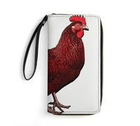 DWTJKMS Red Chicken Long Wallet Slim PU Leather Wallets for Men Women Minimalist Wallet with Card Slots, white, 19.7x10.5cm