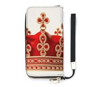 DWTJKMS Red Crown Long Wallet Slim PU Leather Wallets for Men Women Minimalist Wallet with Card Slots, white, 20x10.5cm