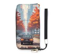 DWTJKMS Red Maples on The Roadside Long Wallet Slim PU Leather Wallets for Men Women Minimalist Wallet with Card Slots, white, 20x10.5cm