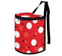 DWTJKMS Red White Polka Dot Car Trash Can with Lid Large Capacity Hanging Auto Trash Bin Leak-Proof Waterproof Trash Bin Cars Must Haves Interior Accessories
