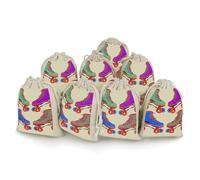 DWTJKMS Retro Colorful Roller Skates Gift Pouches 8PCS Portable Small Drawstring Storage Bags Pouches Reusable Cotton Linen Bunches Pocket For Wedding, Travel, Office, Workout (Unisex)
