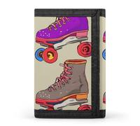 DWTJKMS Retro Colorful Roller Skates Wallet Minimalist Mens Slim Trifold Wallets Modern Fashion Wallets Anti-Theft Wallet Holds Cards And Cash