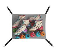 DWTJKMS Retro Roller Skates Colorful Cat Hammock Soft Sleeping Hammocks Adjustable Pet Hammock All Season Use for Cats, Ferret, Puppy, Rabbits, Small Animals (Classical)