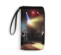 DWTJKMS Rock Band Stage Long Wallet Slim PU Leather Wallets for Men Women Minimalist Wallet with Card Slots, white, 19.7x10.5cm