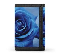 DWTJKMS Romantic Blue Rose Wallet Minimalist Mens Slim Trifold Wallets Modern Fashion Wallets Anti-Theft Wallet Holds Cards And Cash