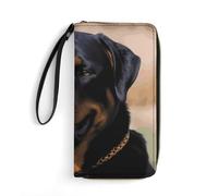 DWTJKMS Rottweiler Dog Long Wallet Slim PU Leather Wallets for Men Women Minimalist Wallet with Card Slots, white, 19.7x10.5cm