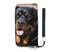 DWTJKMS Rottweiler Dog Long Wallet Slim PU Leather Wallets for Men Women Minimalist Wallet with Card Slots, white, 20x10.5cm