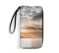DWTJKMS Sailing Boat on The Sea Long Wallet Slim PU Leather Wallets for Men Women Minimalist Wallet with Card Slots, white, 19.7x10.5cm