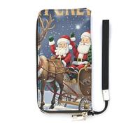DWTJKMS Santa Claus Giving Gifts Long Wallet Slim PU Leather Wallets for Men Women Minimalist Wallet with Card Slots, white, 20x10.5cm