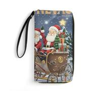 DWTJKMS Santa Claus Giving Gifts Long Wallet Slim PU Leather Wallets for Men Women Minimalist Wallet with Card Slots, white, 19.7x10.5cm