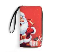DWTJKMS Santa Claus Xmas Gifts Long Wallet Slim PU Leather Wallets for Men Women Minimalist Wallet with Card Slots, white, 19.7x10.5cm