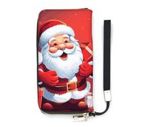 DWTJKMS Santa Claus Xmas Gifts Long Wallet Slim PU Leather Wallets for Men Women Minimalist Wallet with Card Slots, white, 20x10.5cm
