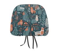 DWTJKMS Scandinavian Animals Car Seat Headrest Cover 1 PCS Adjustable Reusable, Auto Interior Seat Accessories Cute Vintage Car Headrest Protector Seats Cover,for Most Cars