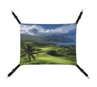DWTJKMS Scenic Hawaii Golf Tropical Cat Hammock Soft Sleeping Hammocks Adjustable Pet Hammock All Season Use for Cats, Ferret, Puppy, Rabbits, Small Animals (Classical)