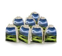 DWTJKMS Scenic Hawaii Golf Tropical Gift Pouches 8PCS Portable Small Drawstring Storage Bags Pouches Reusable Cotton Linen Bunches Pocket For Wedding, Travel, Office, Workout (Unisex)