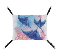 DWTJKMS Sea Animals Stingrays Cat Hammock Soft Sleeping Hammocks Adjustable Pet Hammock All Season Use for Cats, Ferret, Puppy, Rabbits, Small Animals (Classical)
