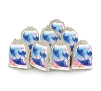 DWTJKMS Sea Animals Stingrays Gift Pouches 8PCS Portable Small Drawstring Storage Bags Pouches Reusable Cotton Linen Bunches Pocket For Wedding, Travel, Office, Workout (Unisex)