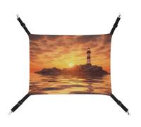 DWTJKMS Sea Lighthouse in Sunset Cat Hammock Soft Sleeping Hammocks Adjustable Pet Hammock All Season Use for Cats, Ferret, Puppy, Rabbits, Small Animals (Classical)