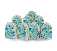 DWTJKMS Sea Turtle-Blue Gift Pouches 8PCS Portable Small Drawstring Storage Bags Pouches Reusable Cotton Linen Bunches Pocket For Wedding, Travel, Office, Workout (Unisex)