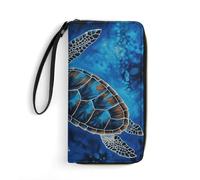 DWTJKMS Sea Turtle-Blue Long Wallet Slim PU Leather Wallets for Men Women Minimalist Wallet with Card Slots, white, 19.7x10.5cm