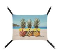 DWTJKMS Seaside Beach Yellow Geometric Pineapple Cat Hammock Soft Sleeping Hammocks Adjustable Pet Hammock All Season Use for Cats, Ferret, Puppy, Rabbits, Small Animals (Classical)