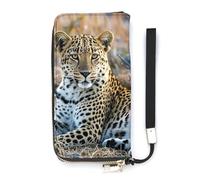 DWTJKMS Serious Leopard Print Long Wallet Slim PU Leather Wallets for Men Women Minimalist Wallet with Card Slots, white, 20x10.5cm