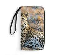 DWTJKMS Serious Leopard Print Long Wallet Slim PU Leather Wallets for Men Women Minimalist Wallet with Card Slots, white, 19.7x10.5cm