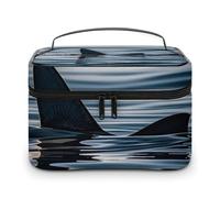 DWTJKMS Shark Fin Water Makeup Bag, Cosmetic Organizer Case Large Portable Capacity Make Up Bags Women Travel Toiletry Bags with Handle And Divider