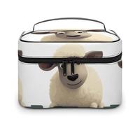 DWTJKMS Sheep Makeup Bag, Cosmetic Organizer Case Large Portable Capacity Make Up Bags Women Travel Toiletry Bags with Handle And Divider
