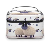 DWTJKMS Sheep Makeup Bag, Cosmetic Organizer Case Large Portable Capacity Make Up Bags Women Travel Toiletry Bags with Handle And Divider