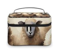 DWTJKMS Sheeps Watercolor Makeup Bag, Cosmetic Organizer Case Large Portable Capacity Make Up Bags Women Travel Toiletry Bags with Handle And Divider