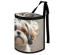 DWTJKMS Shih Tzu Dog Car Trash Can with Lid Large Capacity Hanging Auto Trash Bin Leak-Proof Waterproof Trash Bin Cars Must Haves Interior Accessories