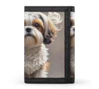DWTJKMS Shih Tzu Dog Wallet Minimalist Mens Slim Trifold Wallets Modern Fashion Wallets Anti-Theft Wallet Holds Cards And Cash