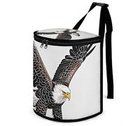 DWTJKMS Sketch of Bald Eagle Diving Car Trash Can with Lid Large Capacity Hanging Auto Trash Bin Leak-Proof Waterproof Trash Bin Cars Must Haves Interior Accessories