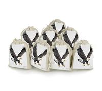 DWTJKMS Sketch of Bald Eagle Diving Gift Pouches 8PCS Portable Small Drawstring Storage Bags Pouches Reusable Cotton Linen Bunches Pocket For Wedding, Travel, Office, Workout (Unisex)