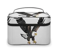 DWTJKMS Sketch of Bald Eagle Diving Makeup Bag, Cosmetic Organizer Case Large Portable Capacity Make Up Bags Women Travel Toiletry Bags with Handle And Divider