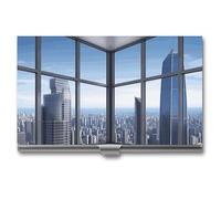 DWTJKMS Skyscraper Buildings Business Card Holder Aluminum Alloy Card Case Metal Name Card Holder for Men Women Professional Credit Card ID Case for Office Business Unique Gift