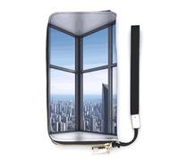 DWTJKMS Skyscraper Buildings Long Wallet Slim PU Leather Wallets for Men Women Minimalist Wallet with Card Slots, white, 20x10.5cm