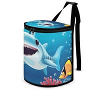 DWTJKMS Smiling Shark Car Trash Can with Lid Large Capacity Hanging Auto Trash Bin Leak-Proof Waterproof Trash Bin Cars Must Haves Interior Accessories