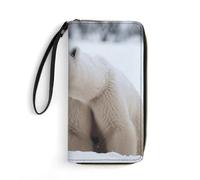 DWTJKMS Snow Animal Polar Bear Long Wallet Slim PU Leather Wallets for Men Women Minimalist Wallet with Card Slots, white, 19.7x10.5cm