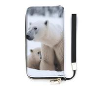 DWTJKMS Snow Animal Polar Bear Long Wallet Slim PU Leather Wallets for Men Women Minimalist Wallet with Card Slots, white, 20x10.5cm