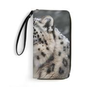 DWTJKMS Snow Leopard Long Wallet Slim PU Leather Wallets for Men Women Minimalist Wallet with Card Slots, white, 19.7x10.5cm