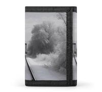 DWTJKMS Snowy Train Tracks Wallet Minimalist Mens Slim Trifold Wallets Modern Fashion Wallets Anti-Theft Wallet Holds Cards And Cash