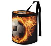 DWTJKMS Soccer Flame Car Trash Can with Lid Large Capacity Hanging Auto Trash Bin Leak-Proof Waterproof Trash Bin Cars Must Haves Interior Accessories
