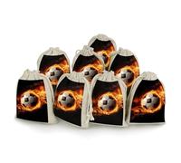 DWTJKMS Soccer Flame Gift Pouches 8PCS Portable Small Drawstring Storage Bags Pouches Reusable Cotton Linen Bunches Pocket For Wedding, Travel, Office, Workout (Unisex)