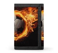 DWTJKMS Soccer Flame Wallet Minimalist Mens Slim Trifold Wallets Modern Fashion Wallets Anti-Theft Wallet Holds Cards And Cash