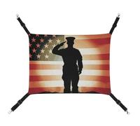 DWTJKMS Soldier Saluting America Flag Cat Hammock Soft Sleeping Hammocks Adjustable Pet Hammock All Season Use for Cats, Ferret, Puppy, Rabbits, Small Animals (Classical)