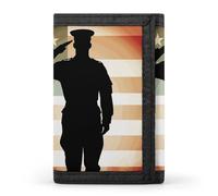 DWTJKMS Soldier Saluting America Flag Wallet Minimalist Mens Slim Trifold Wallets Modern Fashion Wallets Anti-Theft Wallet Holds Cards And Cash
