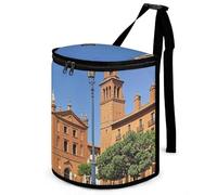 DWTJKMS Spanish Cities Car Trash Can with Lid Large Capacity Hanging Auto Trash Bin Leak-Proof Waterproof Trash Bin Cars Must Haves Interior Accessories